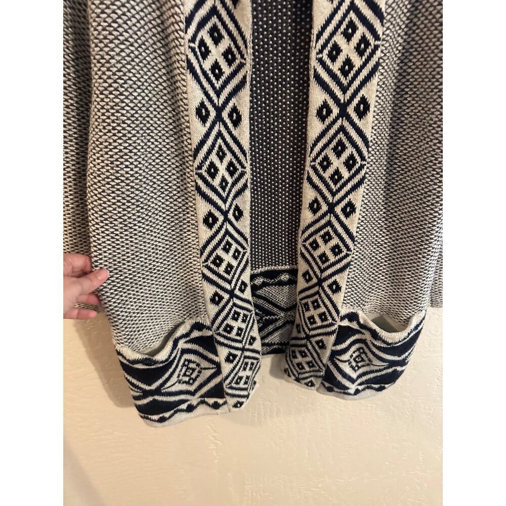 Y Old Navy Jacquard Fair Isle Winter Open Front Long Cozy Cardigan - Picture 7 of 12